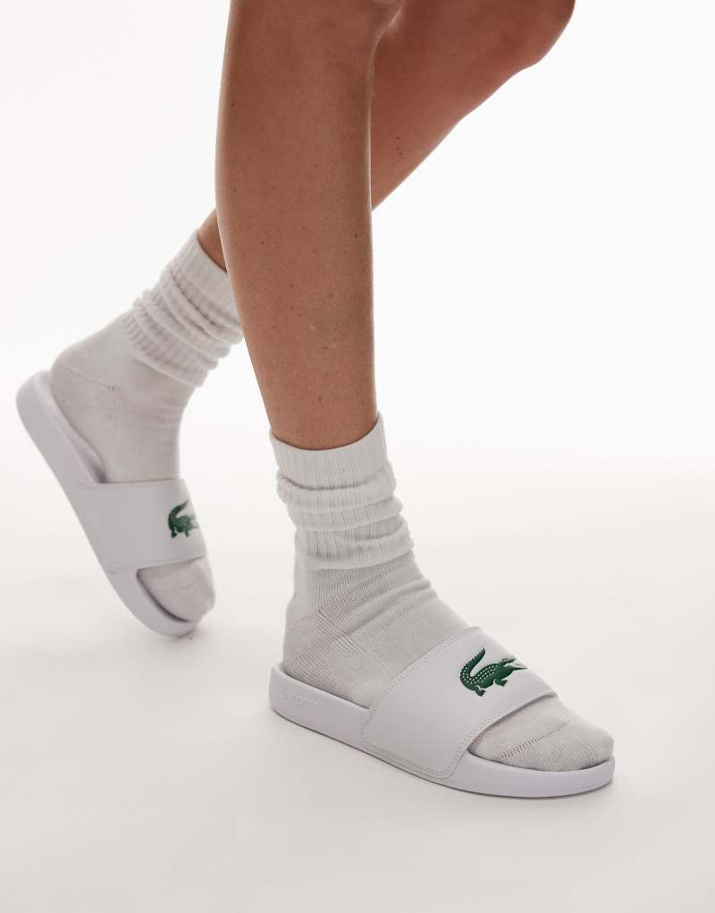 Lacoste Serve 0.0 slides in white Lacoste