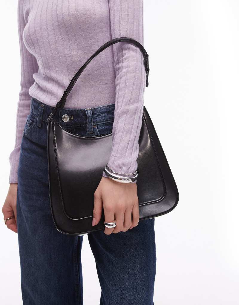 Mango squared shoulder bag in black Mango