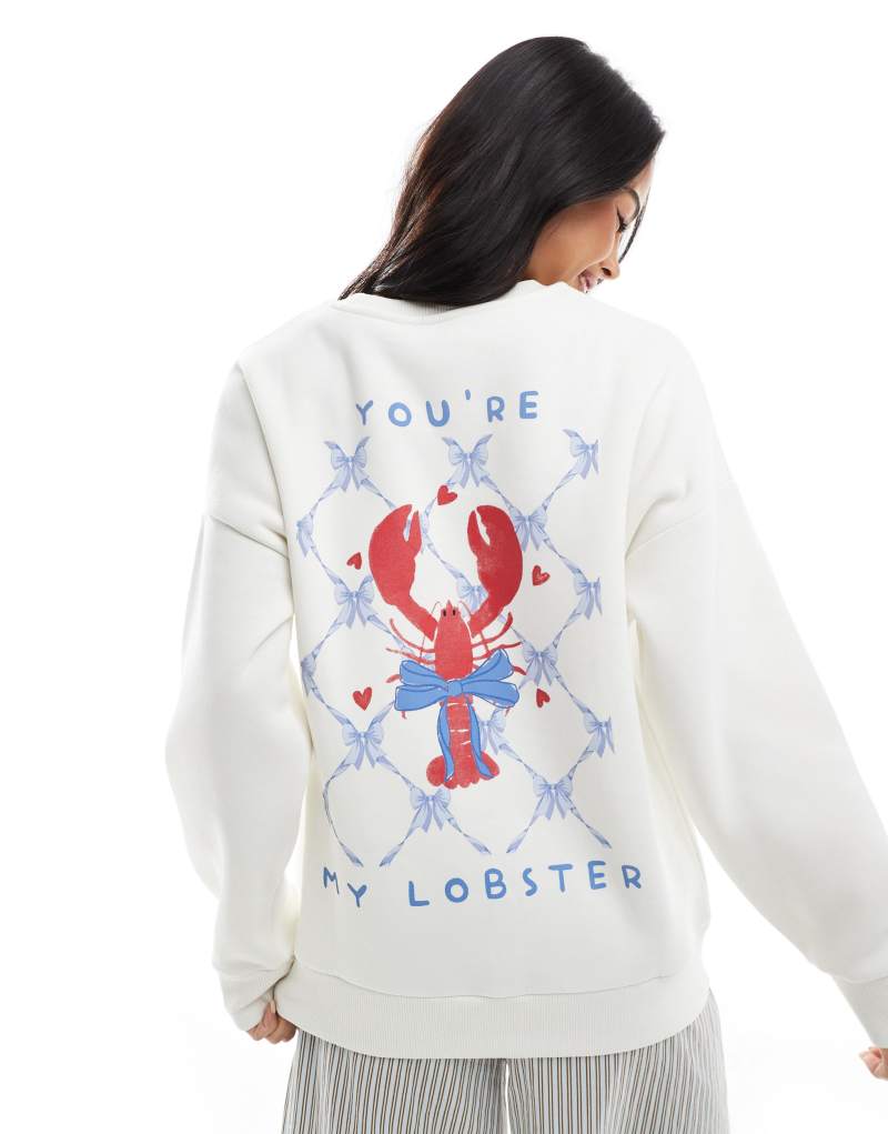 Увеличенный лонгслив You're My Lobster с графическим принтом от Miss Selfridge Miss Selfridge