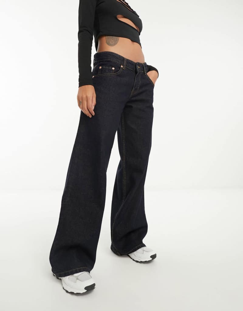 Motel roomy wide leg low rise jeans in indigo Motel