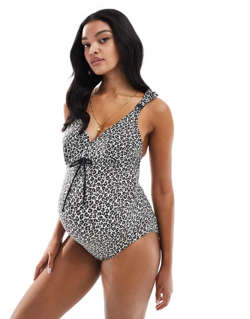 Mamalicious Maternity swimsuit in leopard print Mamalicious