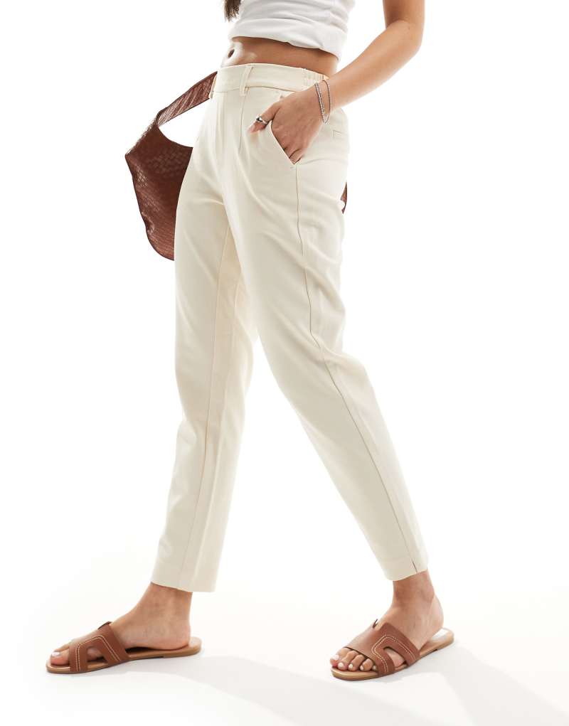 Object cropped tailored slim pants in cream Object