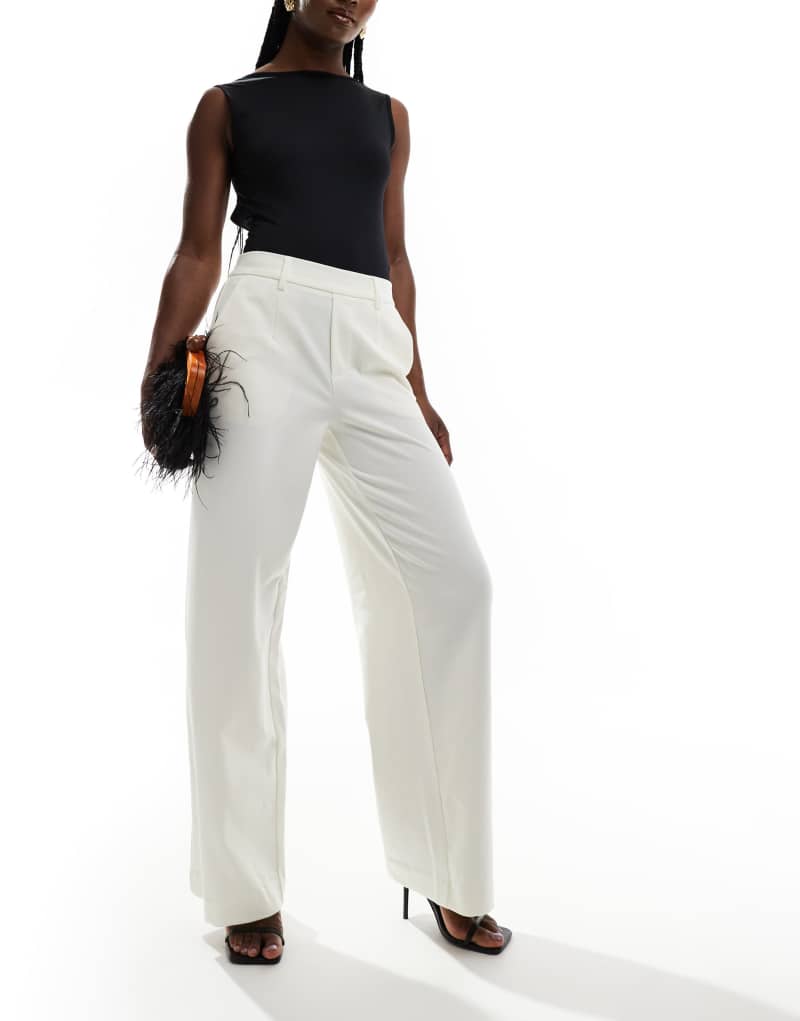 Object tailored wide leg pants in white Object