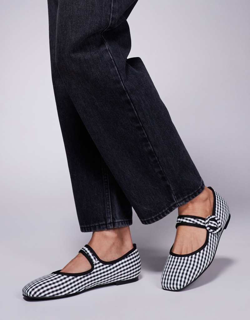 Public Desire Griffin mary jane ballet flats in gingham Public Desire