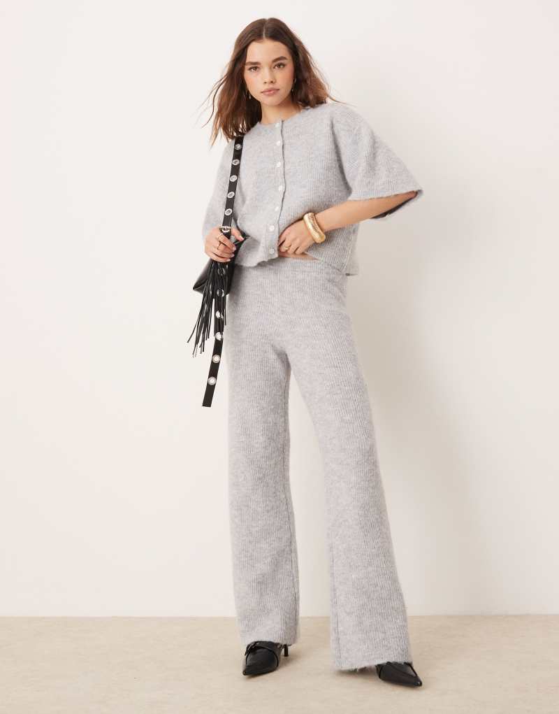 Pretty Lavish rib knit pants in gray - part of a set Pretty Lavish