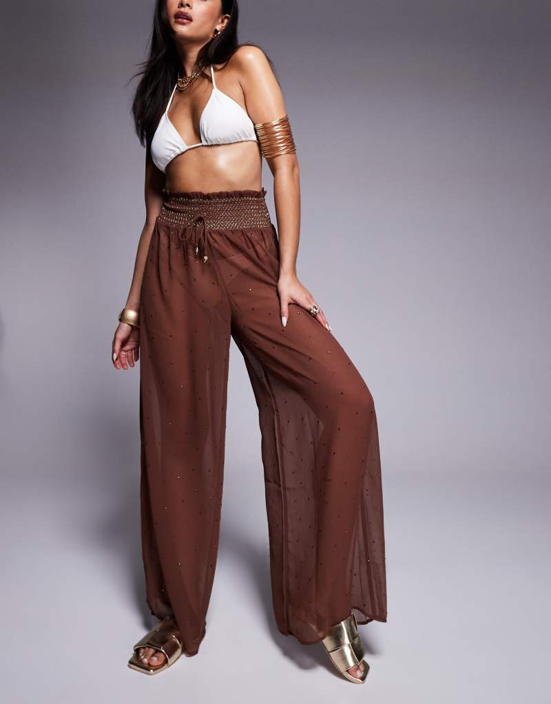 River Island sheer pants in brown River Island