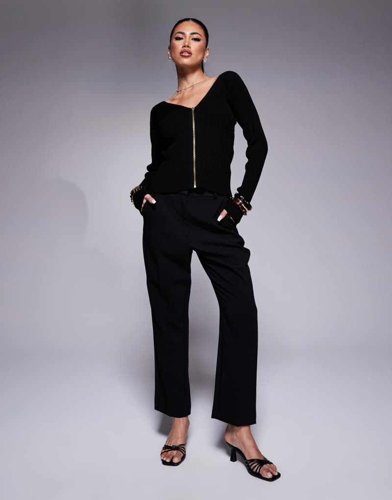 River Island tux cigarette pants in black River Island