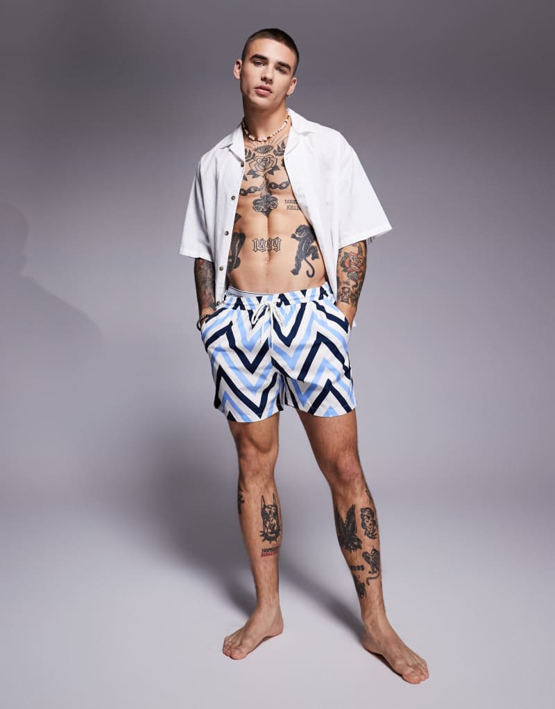 South Beach chevron swim shorts in blue South Beach