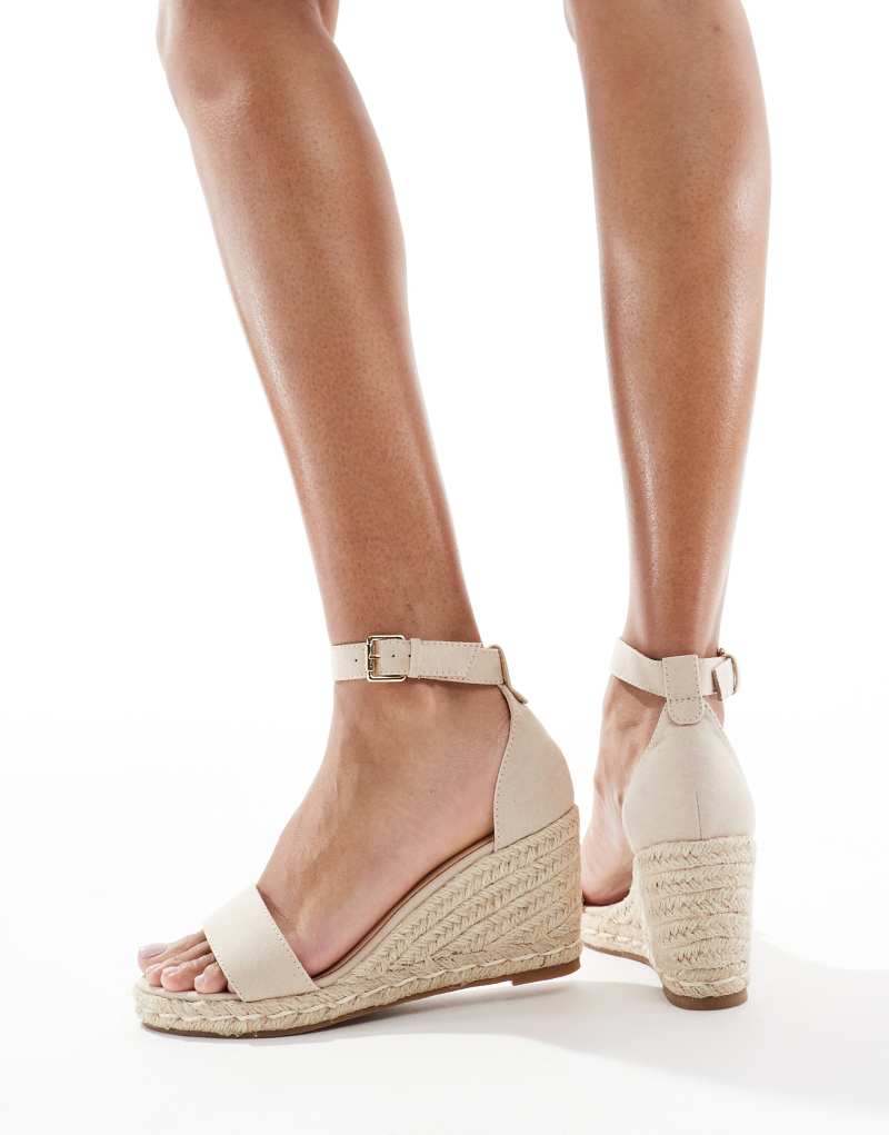 SEQWL Amber Wide Fit wedge heeled espadrilles in beige SEQWL Wide Fit