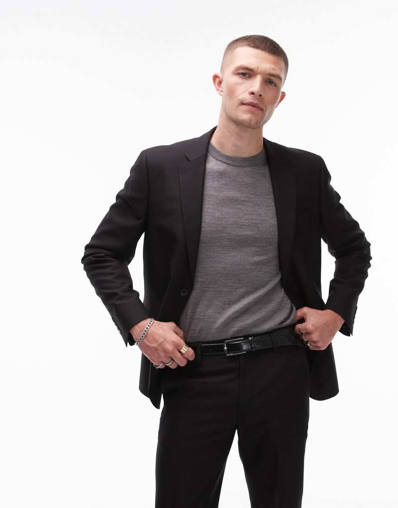 Topman skinny suit jacket in black Topman