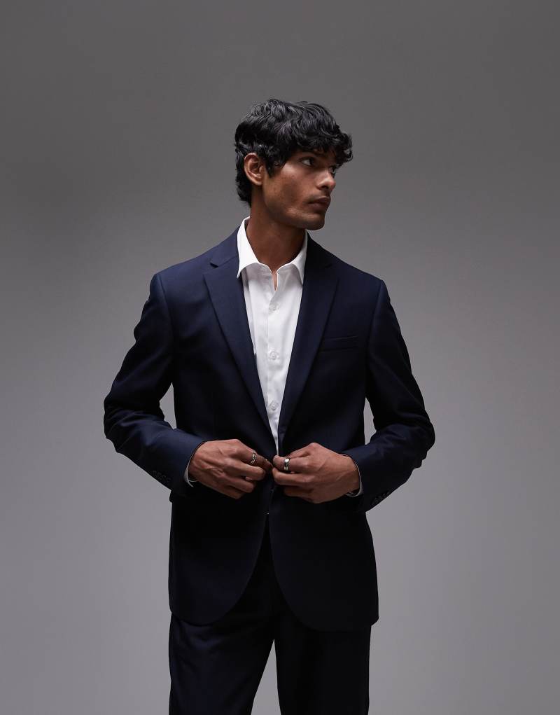 Topman slim suit jacket in navy Topman