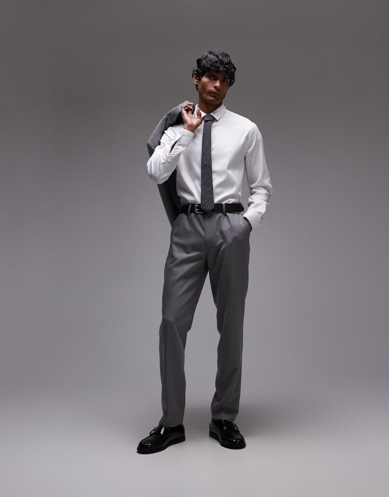 Topman slim suit pants in gray Topman