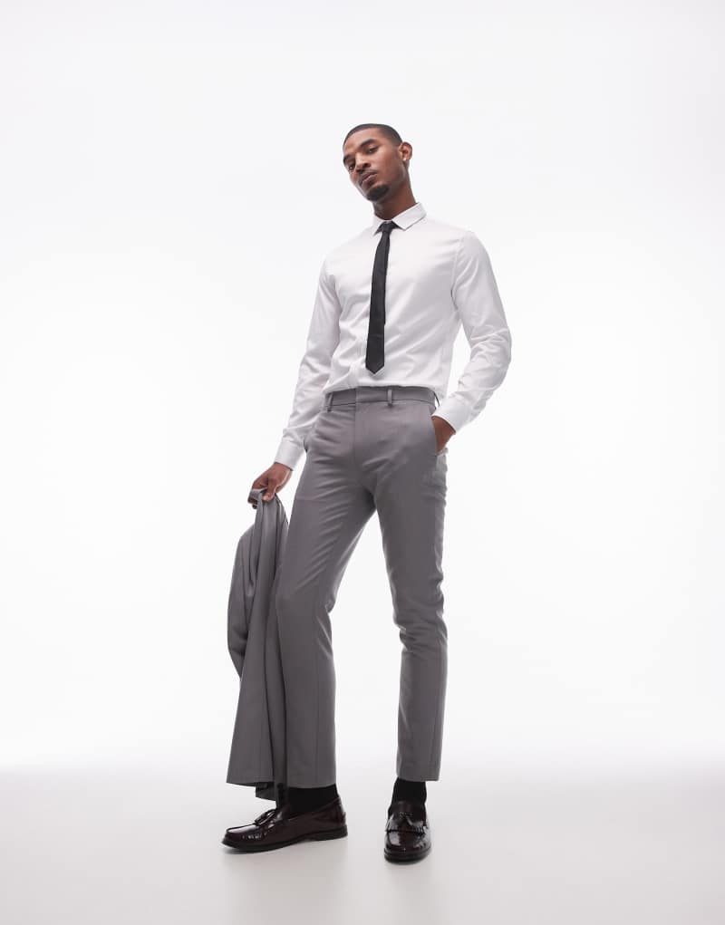 Topman skinny suit trousers in grey Topman