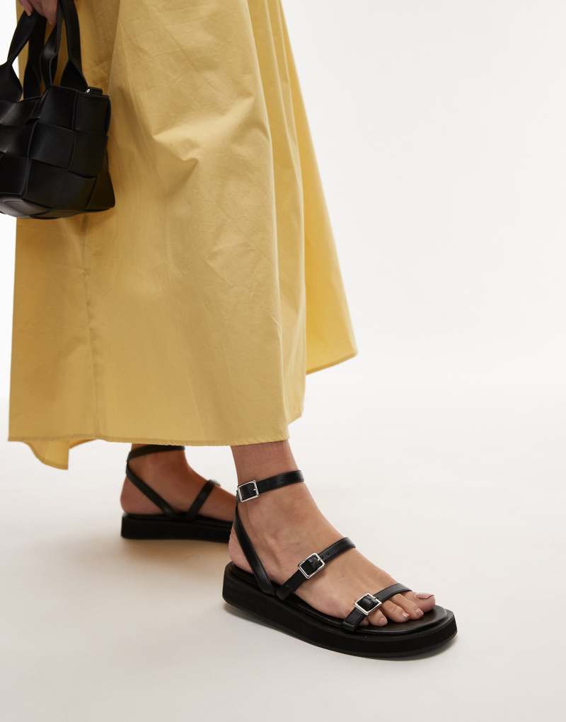 Topshop Jake buckle sandals in black Topshop