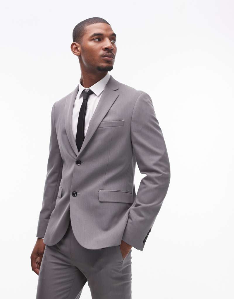 Topman skinny suit jacket in gray Topman