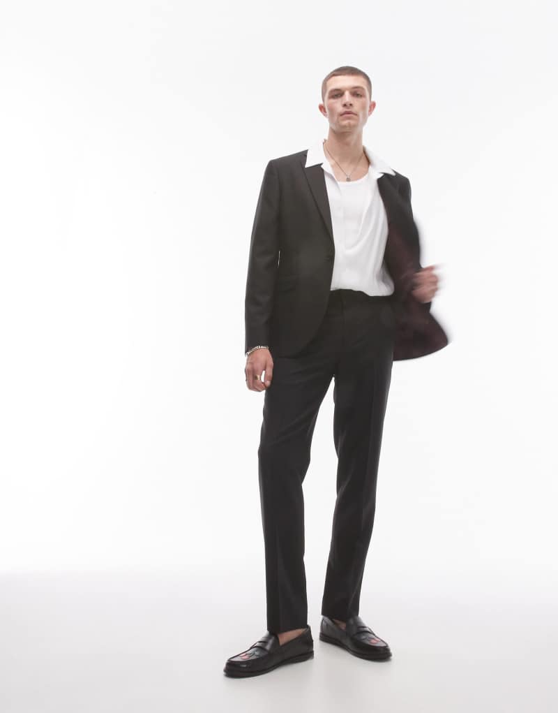 Topman slim suit pants in black Topman