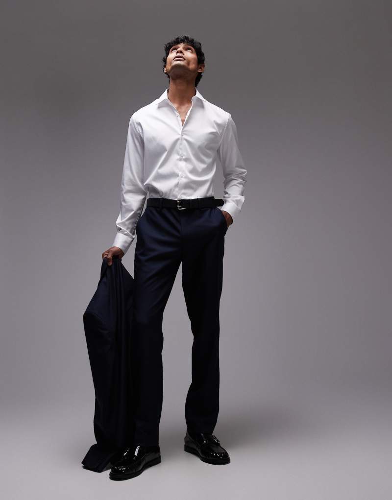 Topman slim suit pants in navy Topman