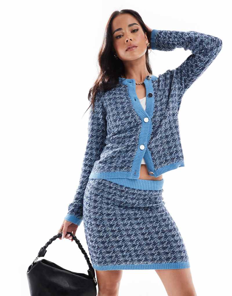 Vero Moda knit houndstooth cardigan in blue - part of a set Vero Moda