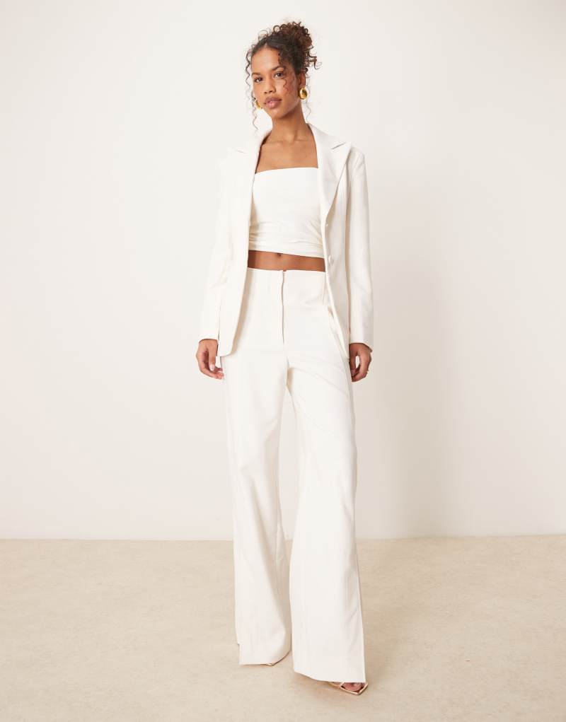 YAS premium wide leg tailored pants in gardenia white - part of a set Yas