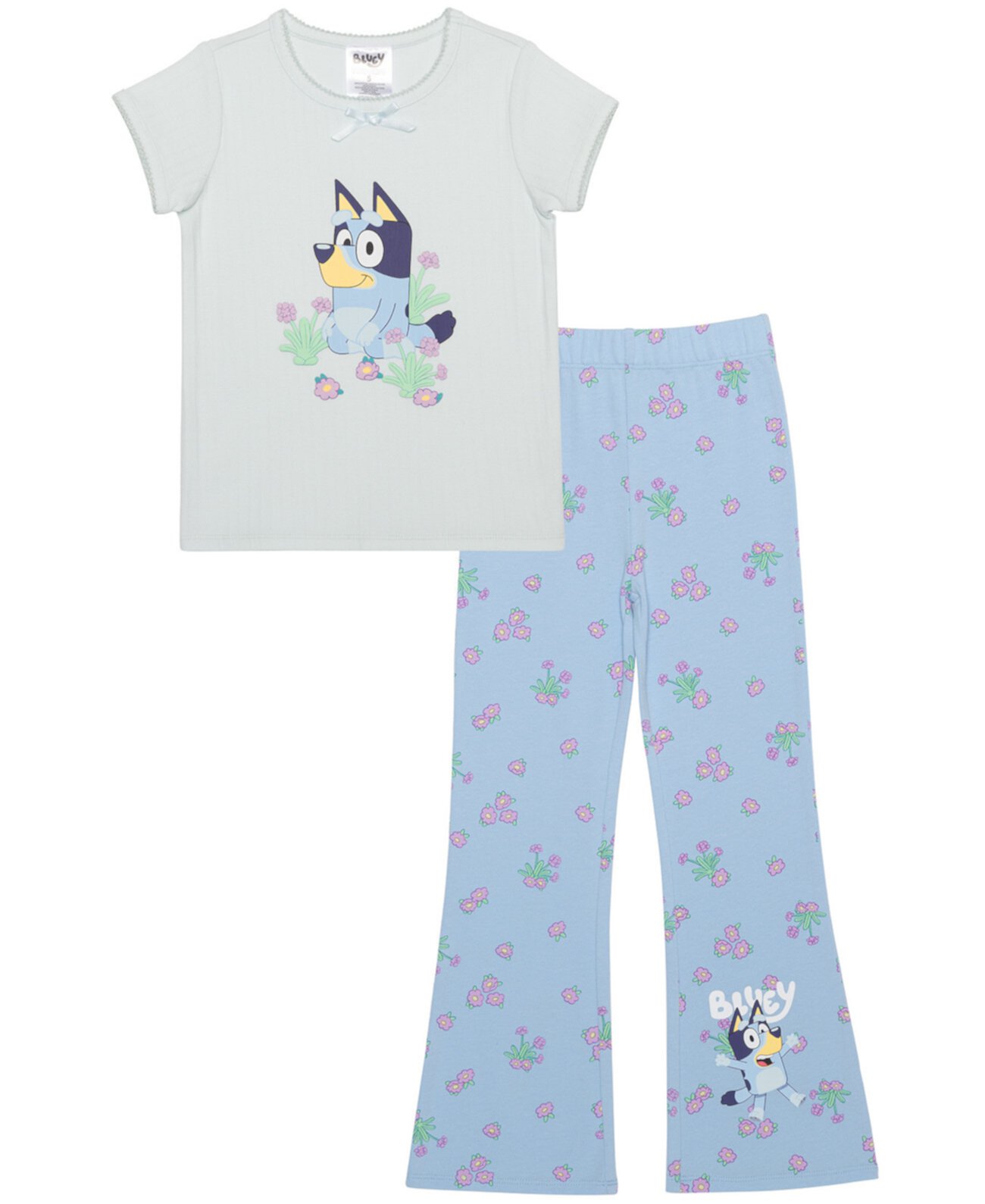 Toddler and Little Girls 2-Piece Short Sleeve Top and Legging Set Bluey