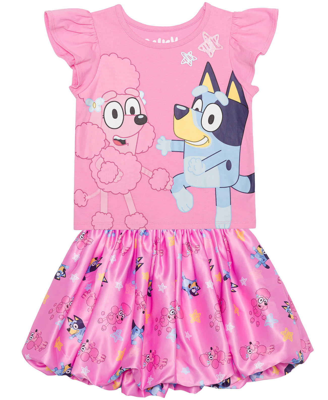 Toddler and Little Girls 2-Piece Coco Short Sleeve Top and Skirt Set Bluey