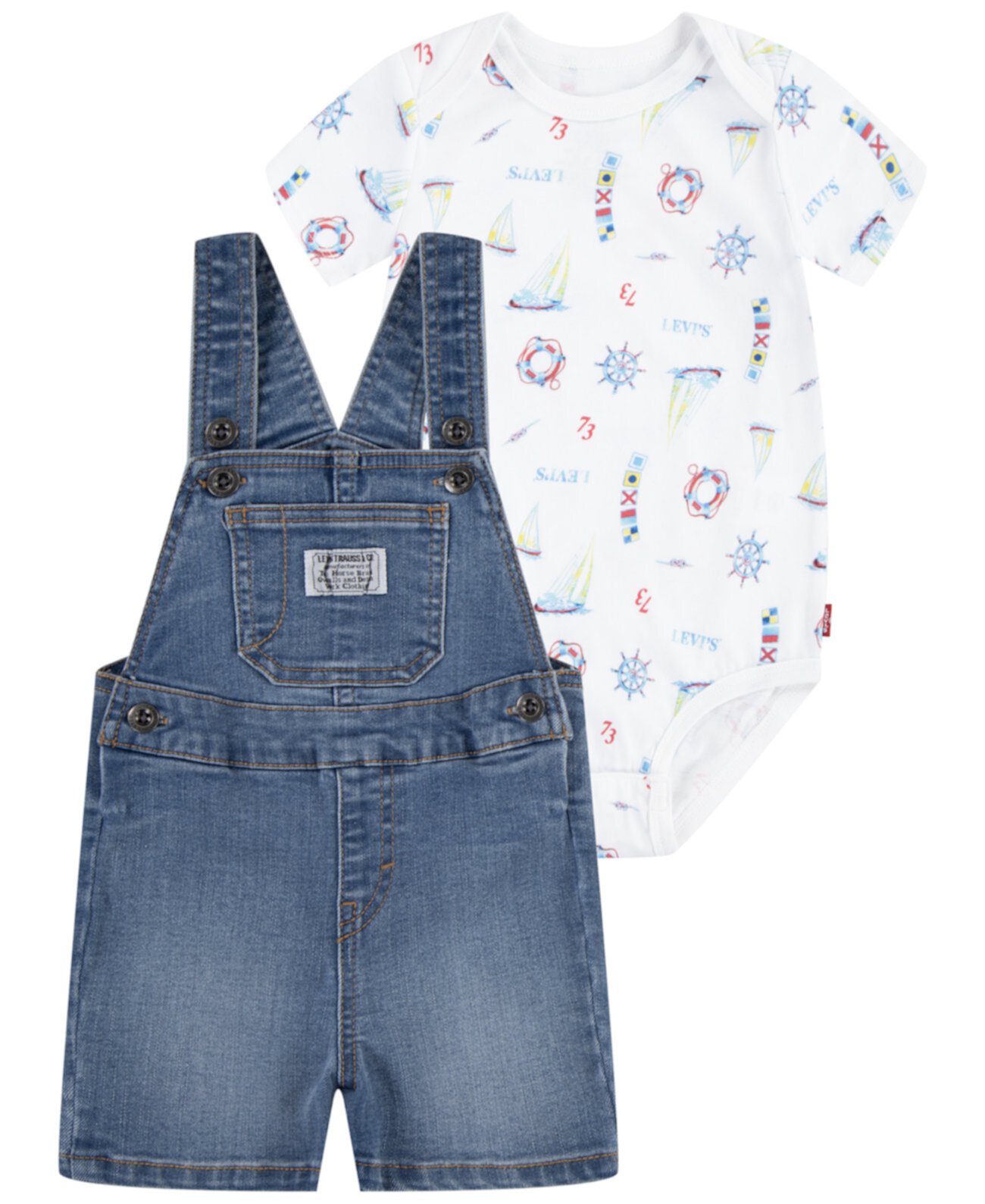 Baby Boys Sailing Bodysuit and Shortalls, 2-Piece Set Levi's®