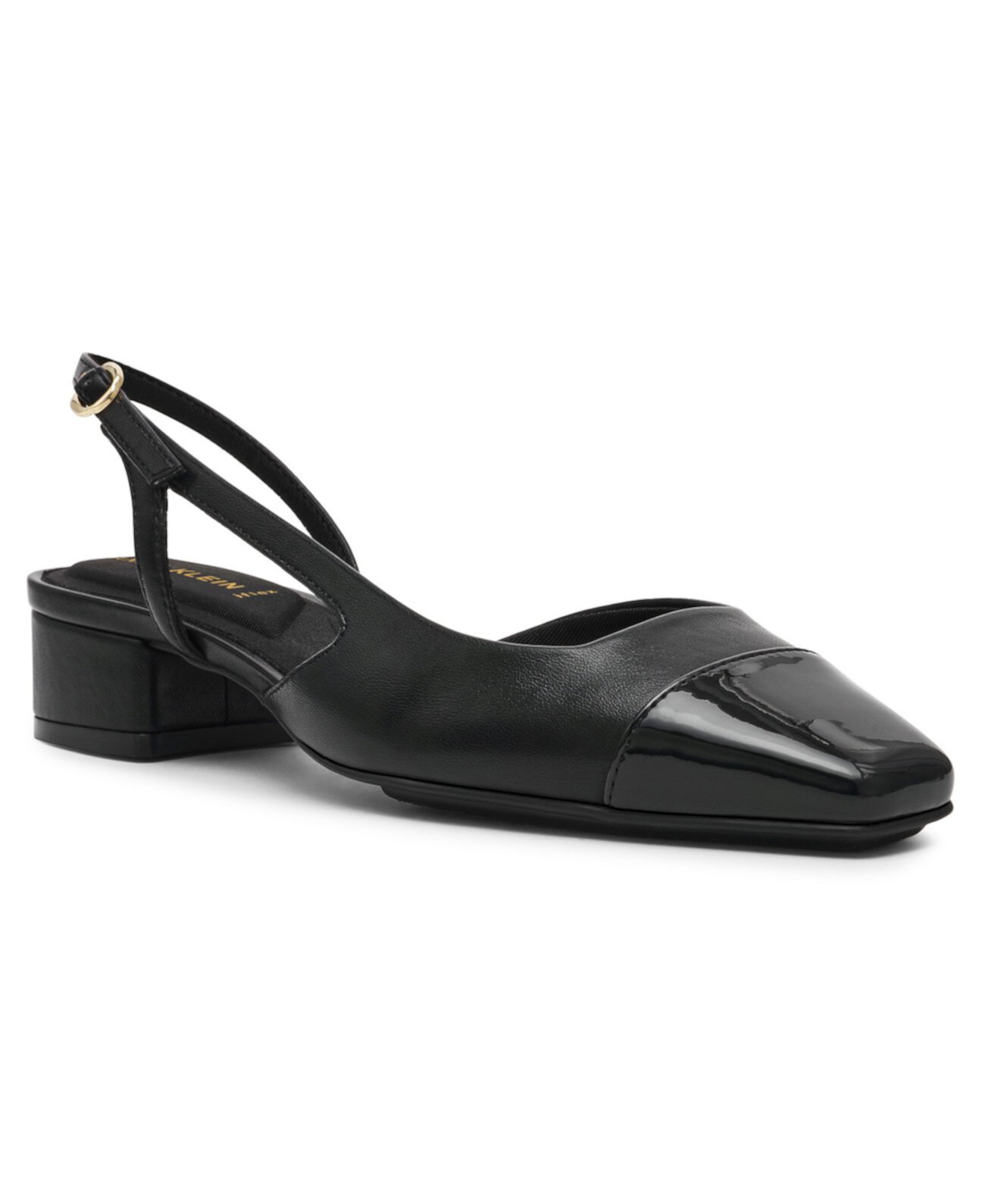 Women's Nia Block Heel Cap Toe Slingback Flats Anne Klein