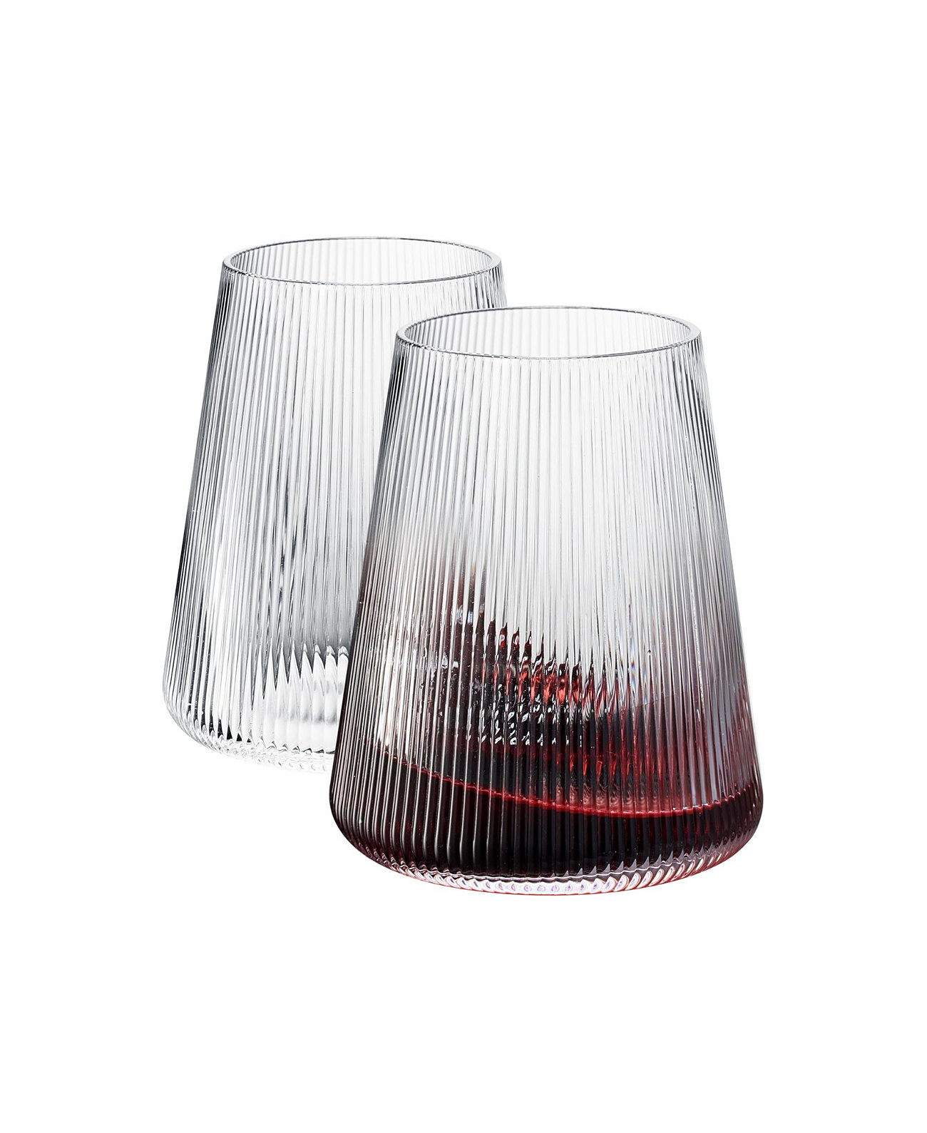 Stemless German Design Ribbed Wine Glasses, Set of 2 The Wine Savant