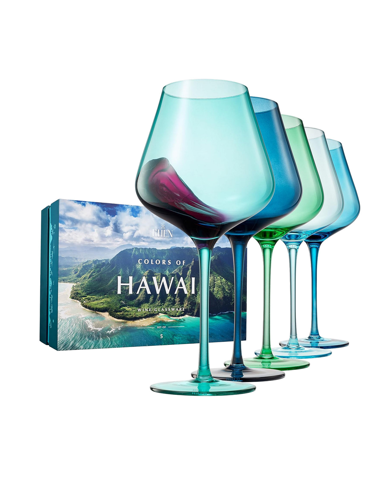 Colors of Hawaii Beach Wine Glass, Set of 5 The Wine Savant