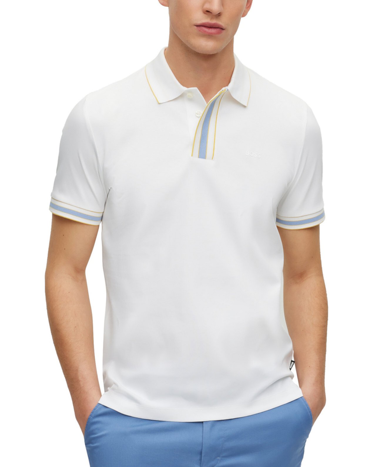 Men's Contrast Tipping Interlock-Cotton Polo Boss