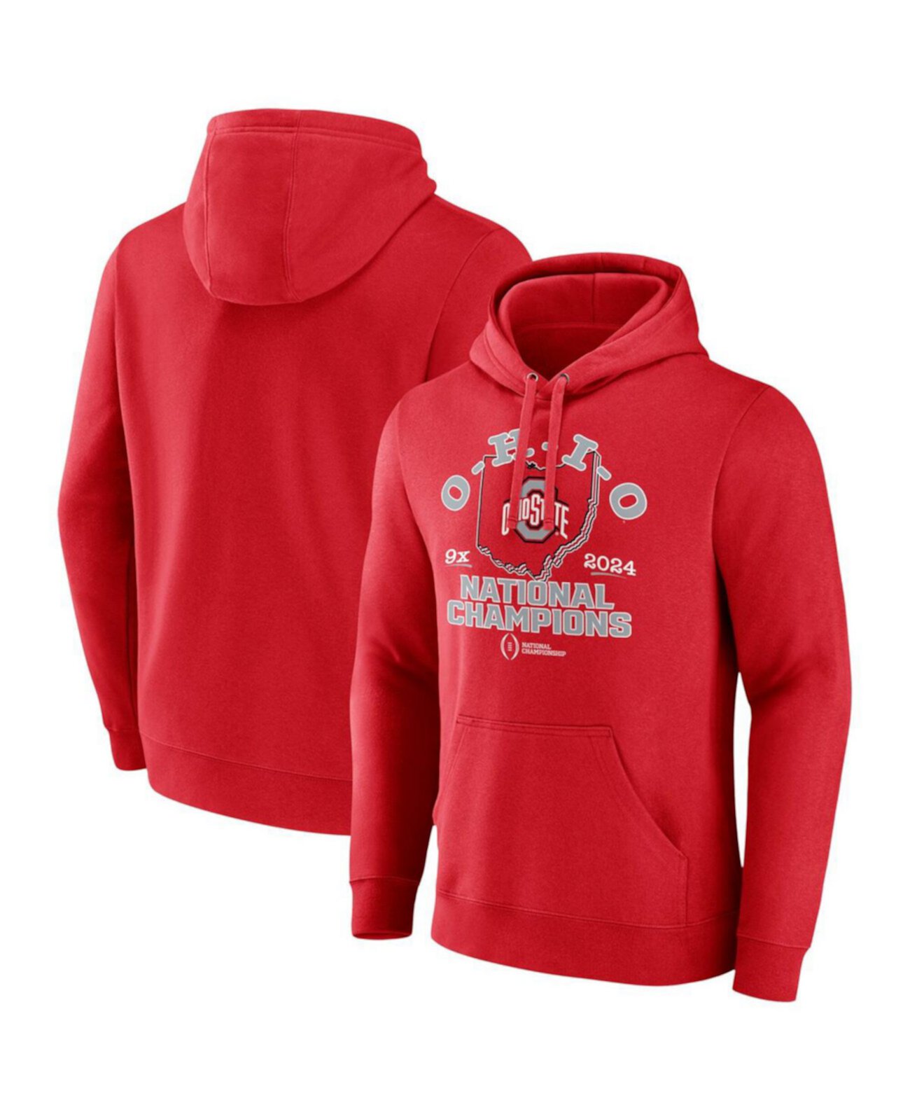 Men's Scarlet Ohio State Buckeyes College Football Playoff 2024 National Champions Pullover Hoodie Fanatics