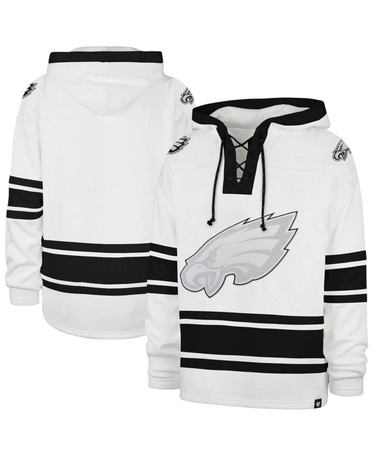 Men's White Philadelphia Eagles After Image Superior Lacer with Hood '47 Brand