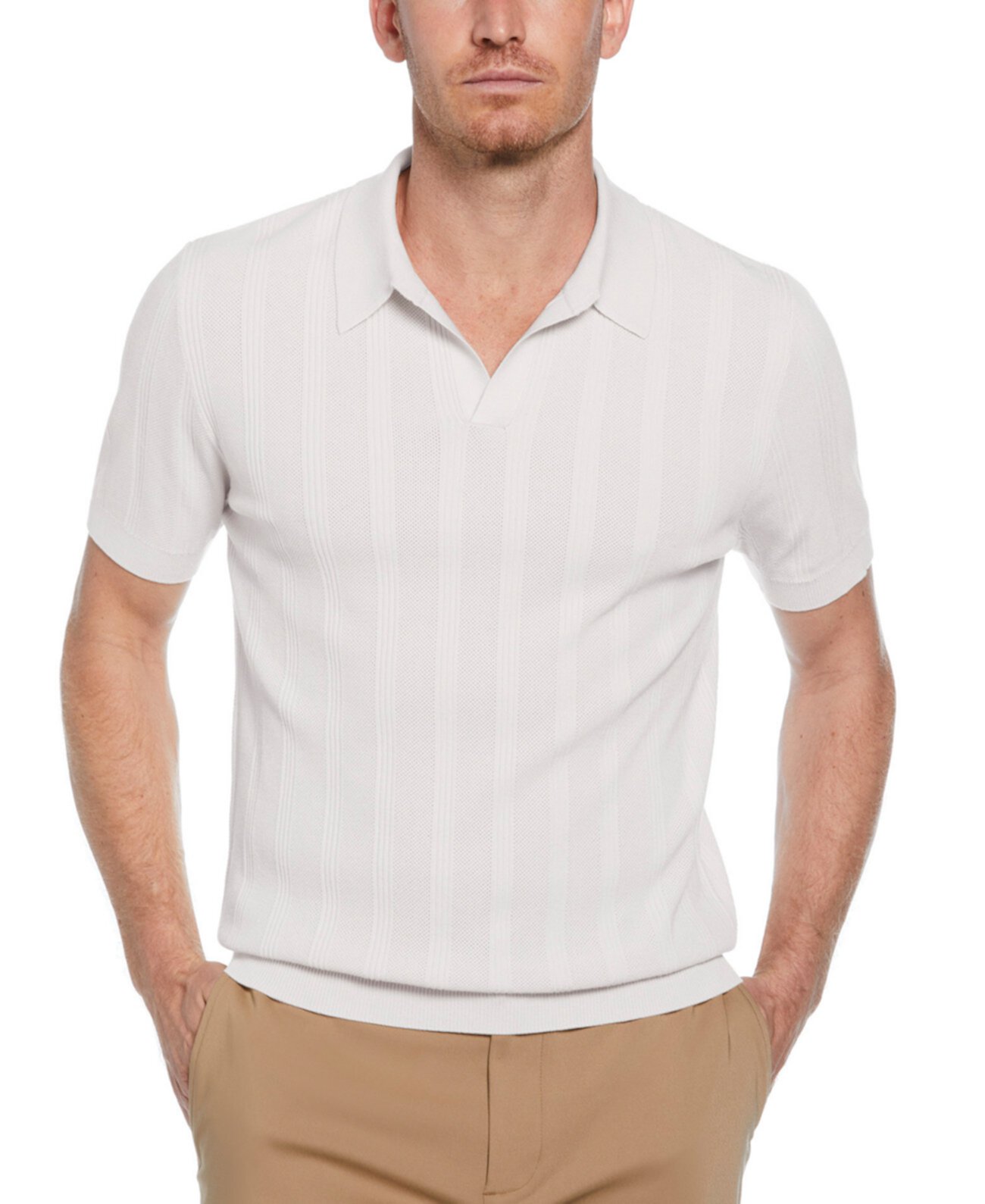 Men's Johnny Collar Stripe Polo Shirt Perry Ellis