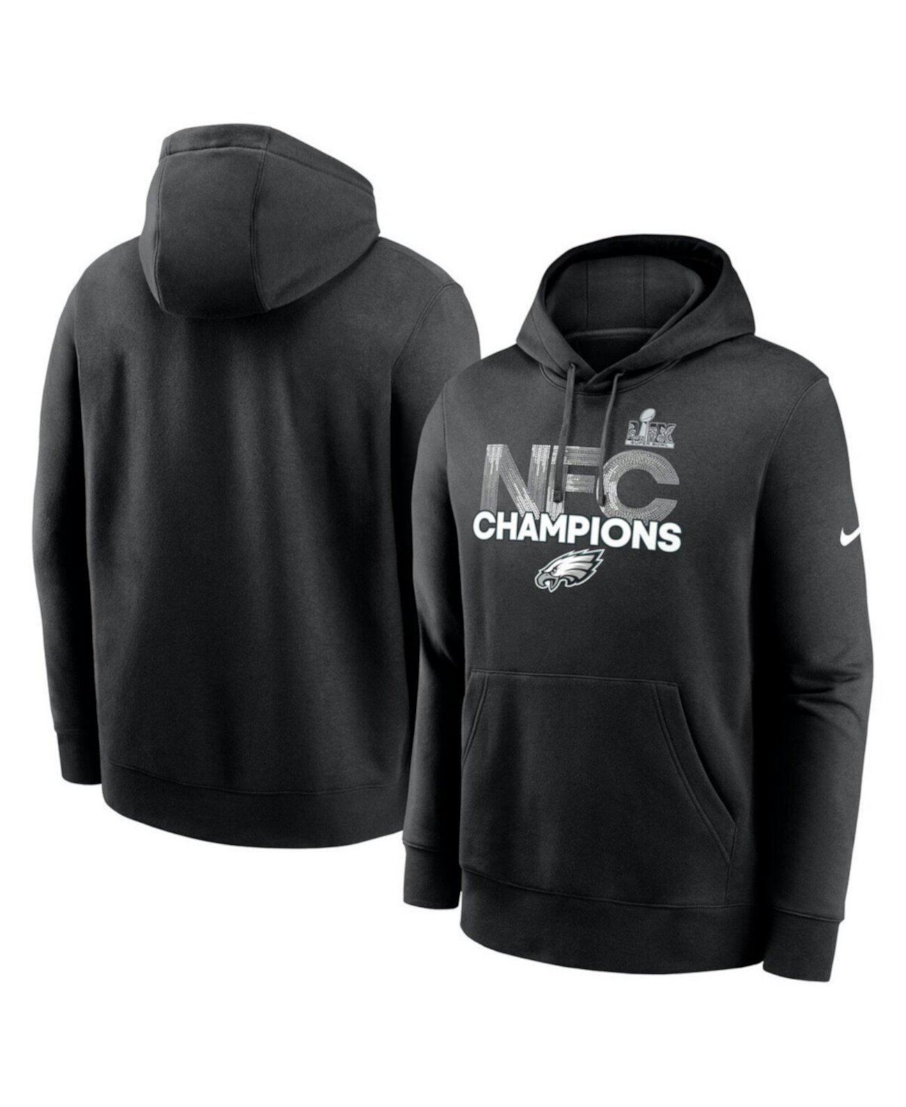 Men's Black Philadelphia Eagles 2024 NFC Champions Fleece Pullover Hoodie Nike