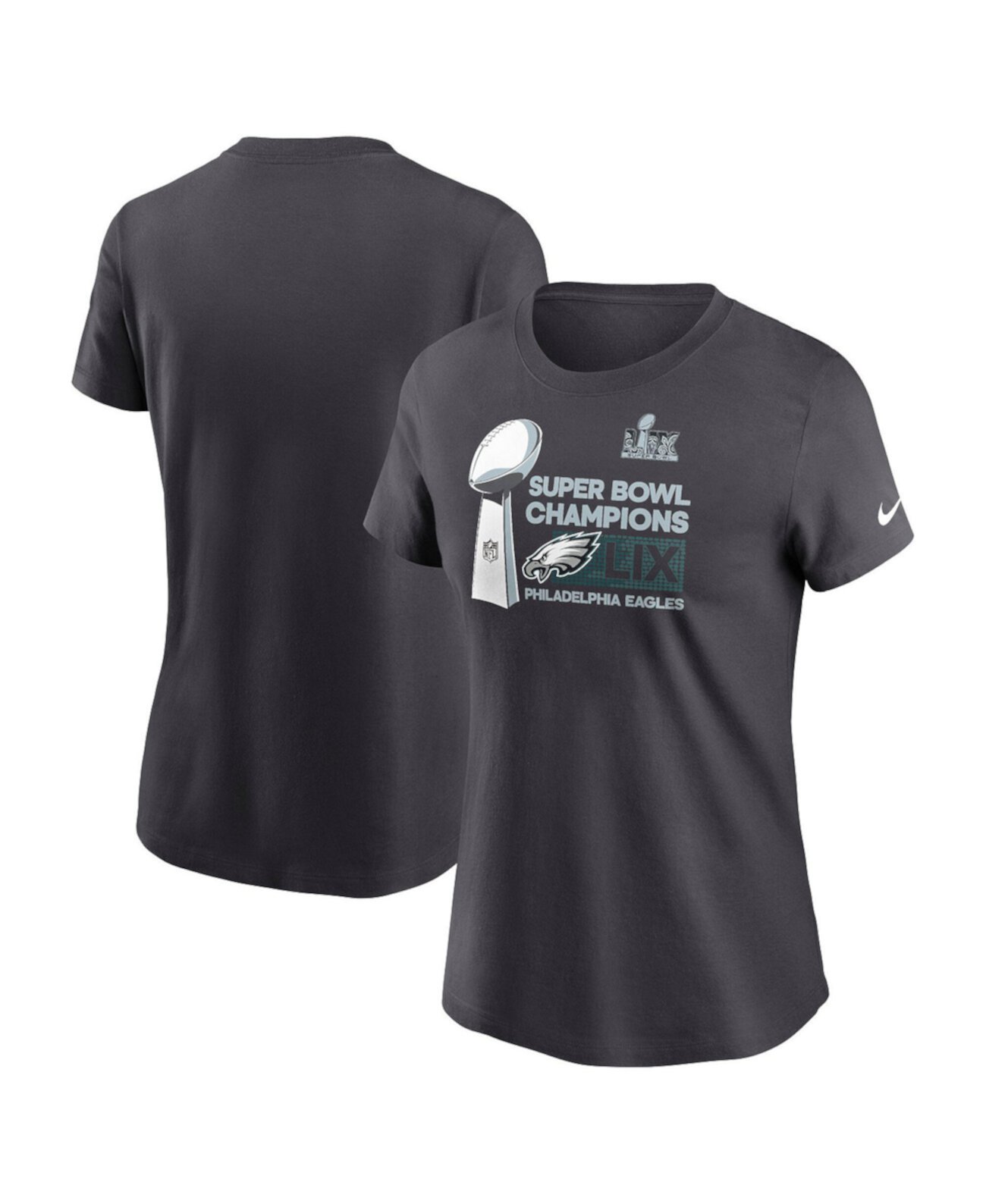 Women's Anthracite Philadelphia Eagles Super Bowl LIX Champions Locker Room Trophy Collection T-Shirt Nike