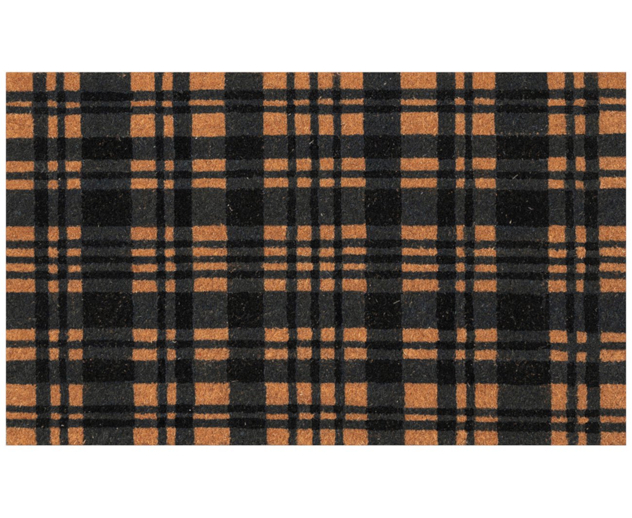 Коврик Natura Tartan 60x90 см, черно-белая клетка, 100% кокосовое волокно, современный стиль Liora Manne