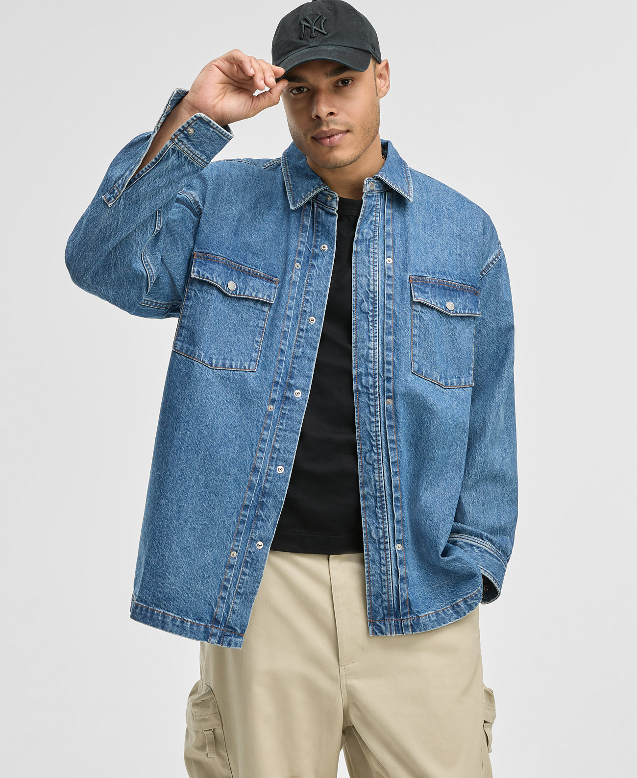 Men's Terrace Relaxed-Fit Denim Shirt, Exclusively at Macy's Mode of One