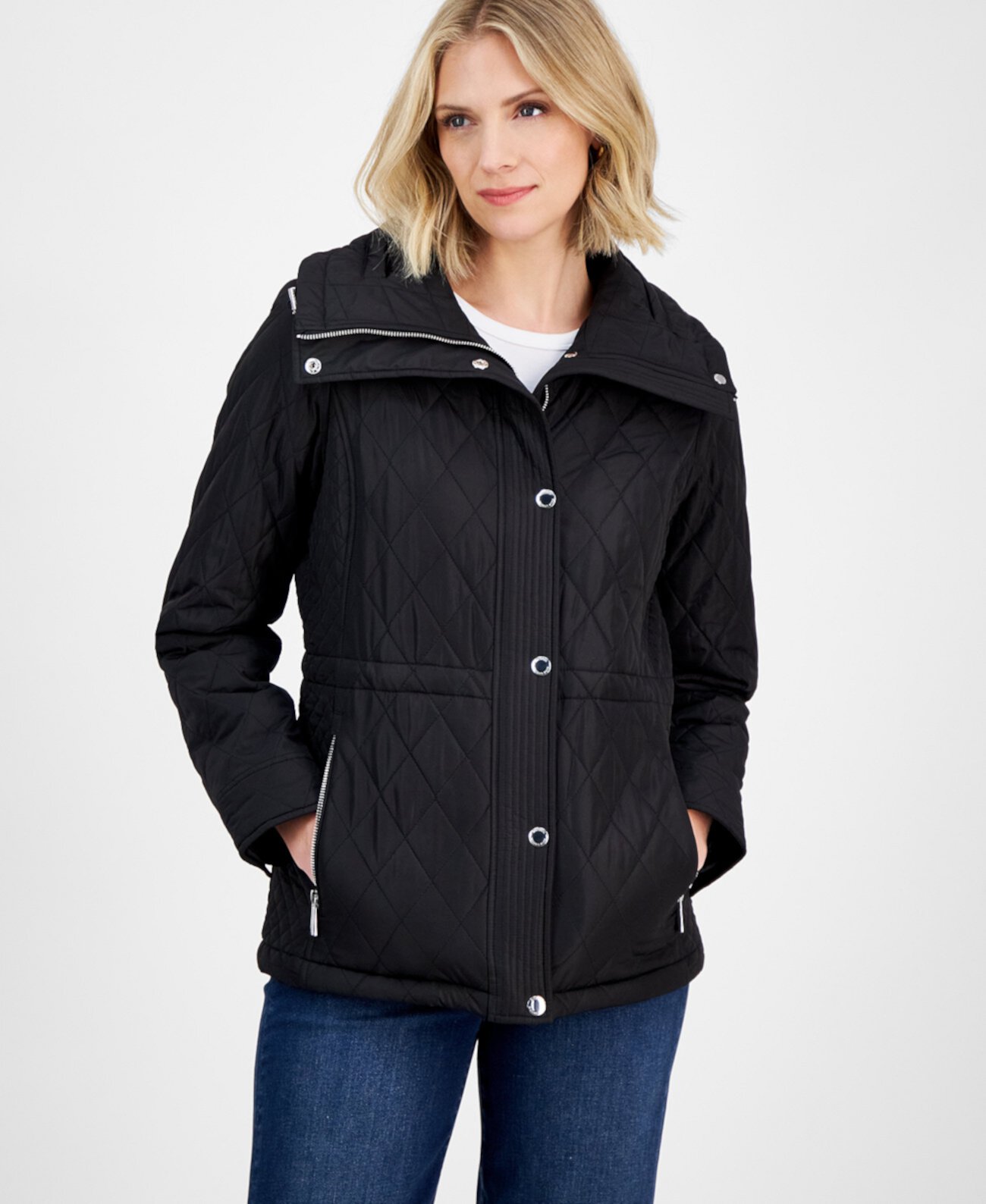 Women's Quilted Hooded Zip-Front Coat, Exclusively at Macy's Michael Kors