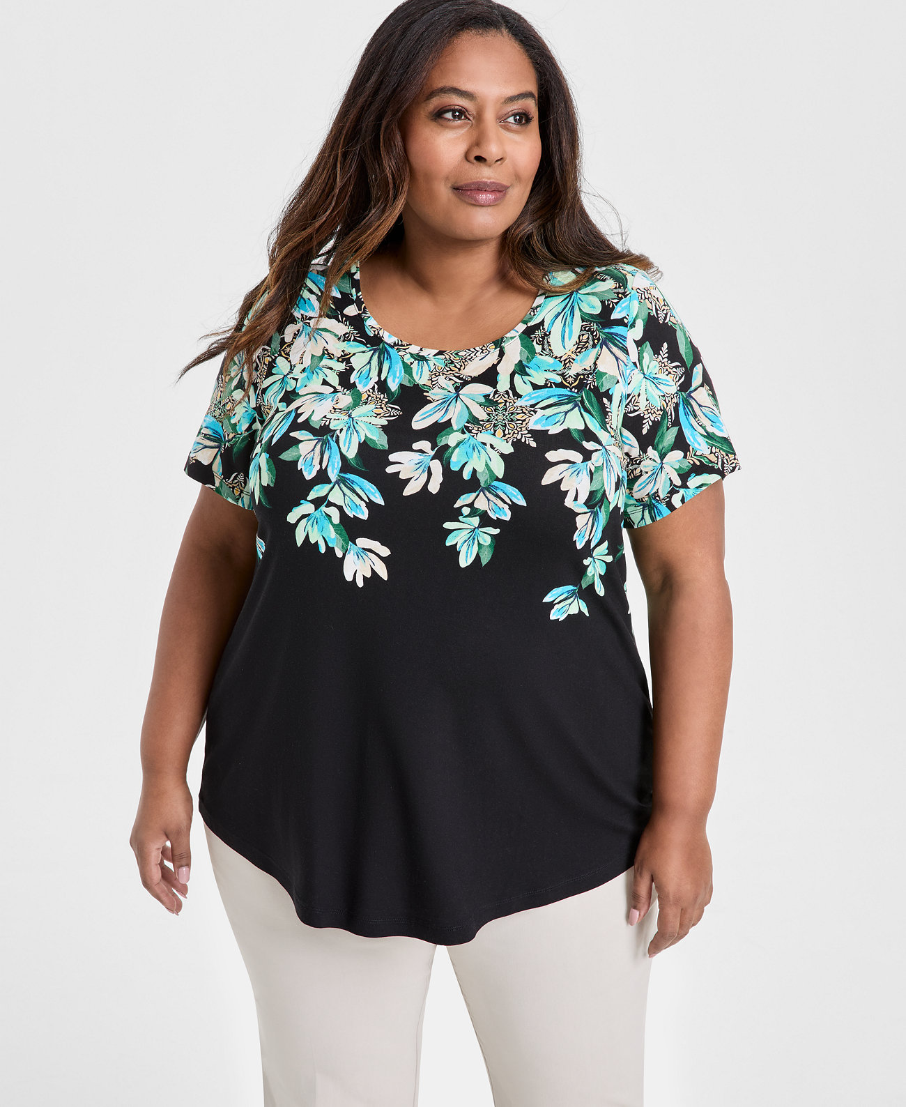 Plus Size  Scoop-Neck Short-Sleeve Top, Exclusively at Macy's J&M Collection