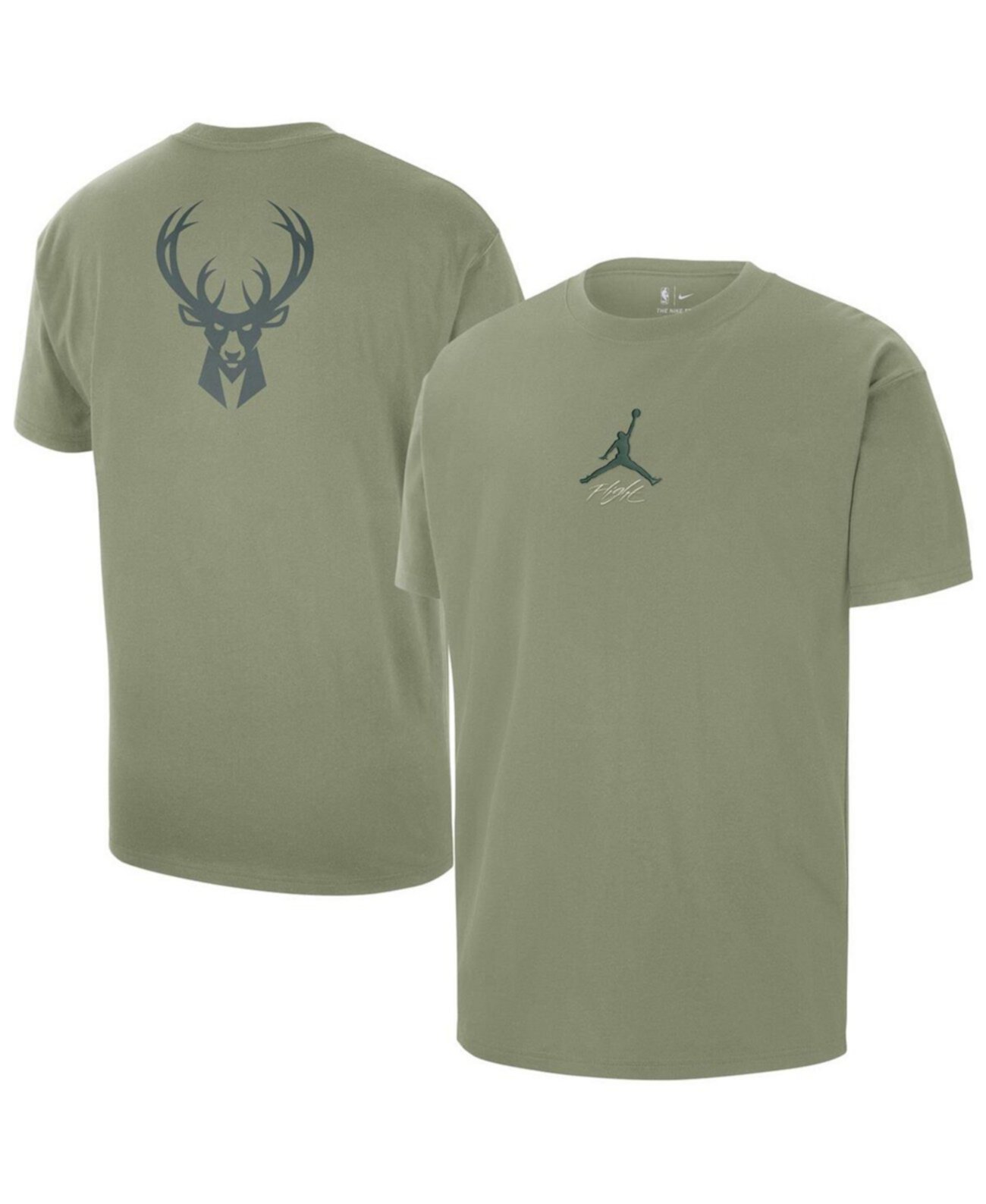 Men's Green Milwaukee Bucks Statement Edition Jumpman Flight Heavyweight T-Shirt Jordan