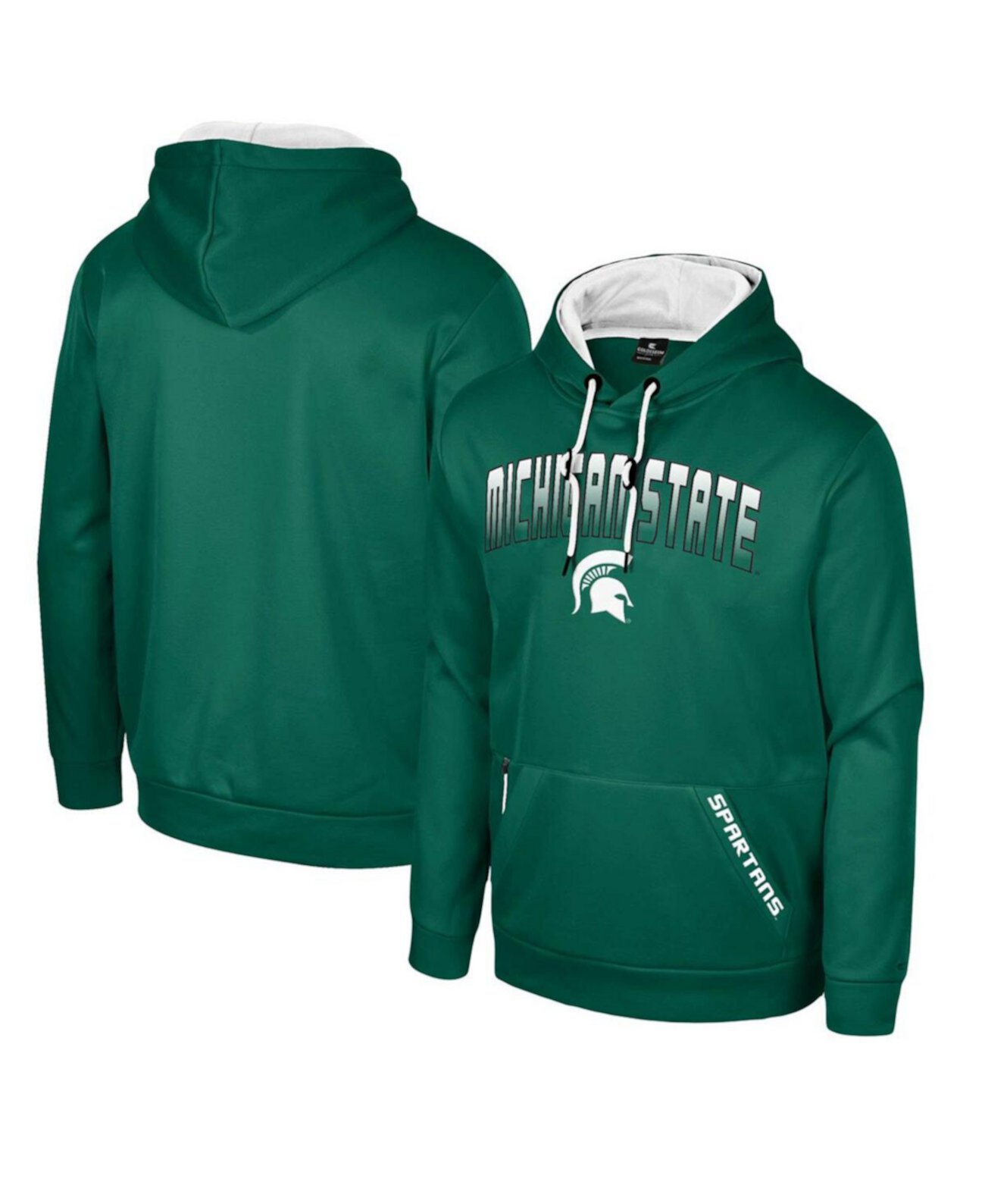 Мужская толстовка Pullover Michigan State Spartans Reese из прочного полиэстера с длинными рукавами и карманами Colosseum