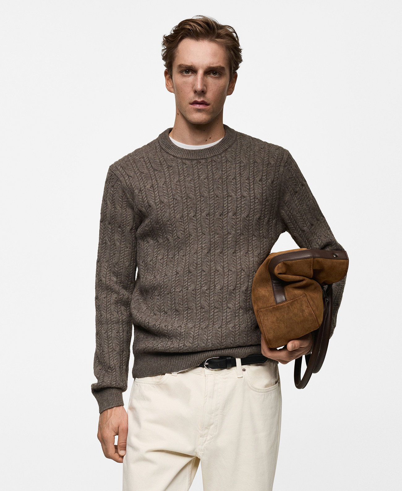 Men's Slim-Fit Braided Knit Sweater Mango