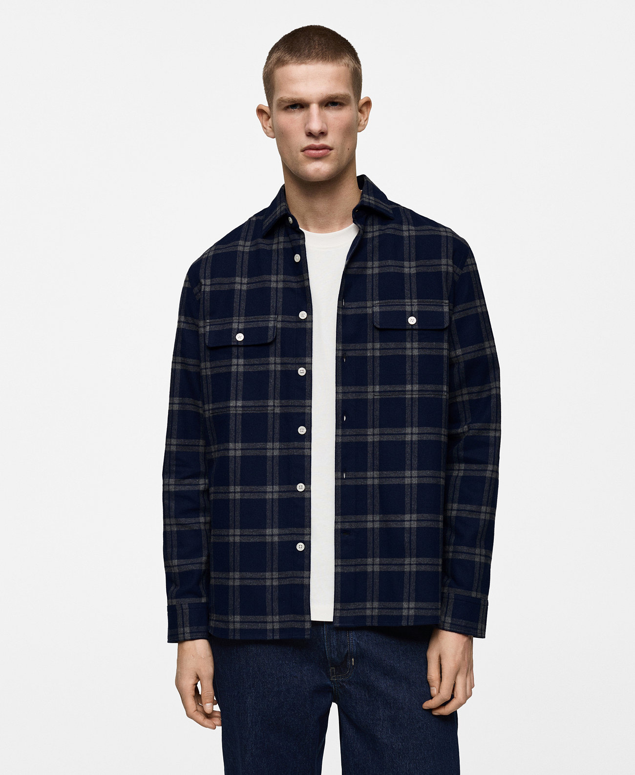 Men's Checked Flannel Overshirt Mango