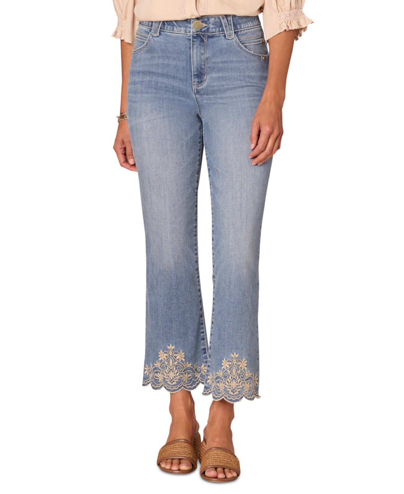 Petite High-Rise Embroidered Flare Jeans Democracy