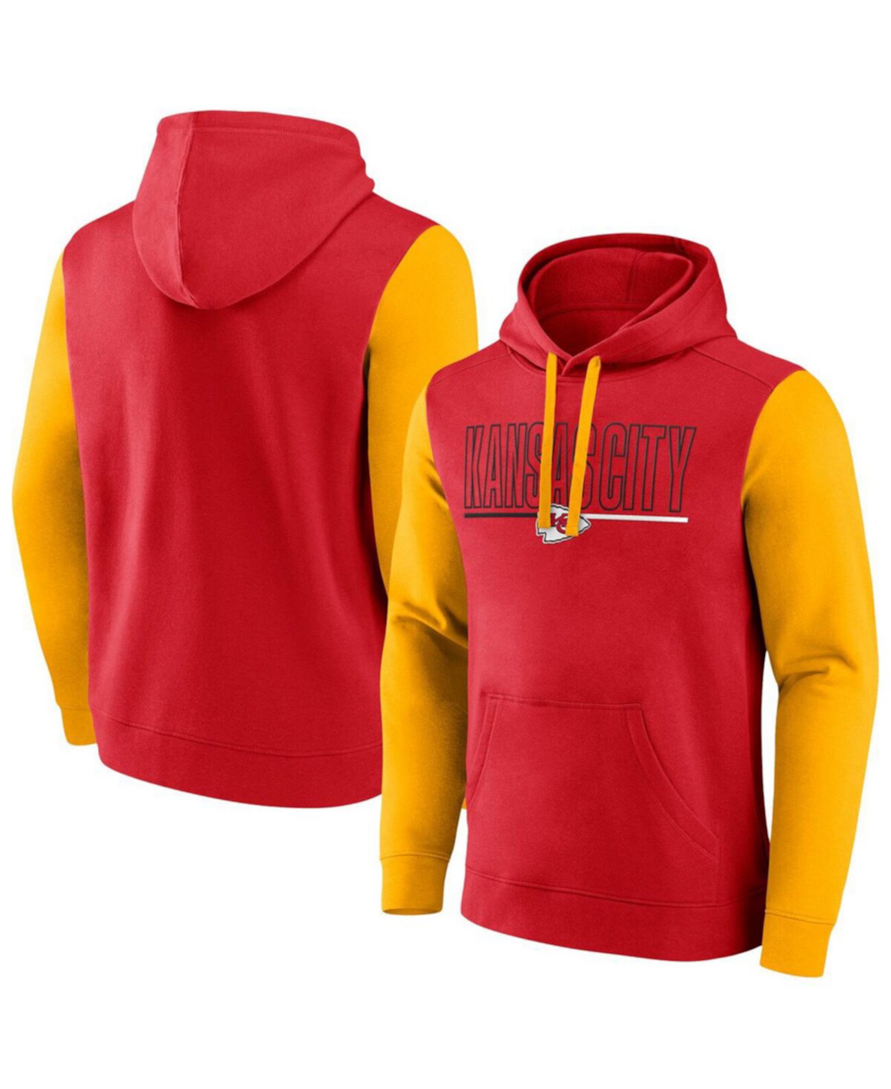 Men's Red/Gold Kansas City Chiefs Big Tall Outline Pullover Hoodie Fanatics