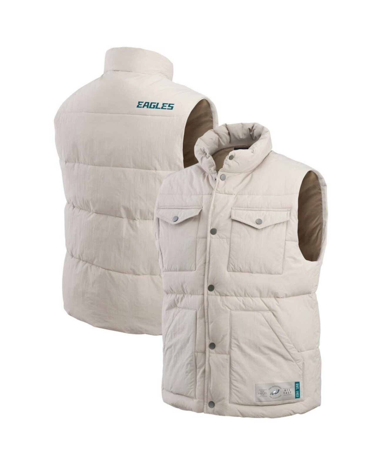 Men's Cream Philadelphia Eagles Puffer Full-Snap Vest Fanatics