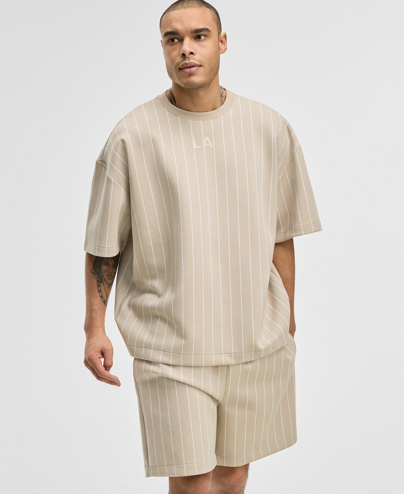 Men's Oversized-Fit Pinstripe Sweatshirt, Exclusively at Macy's Mode of One