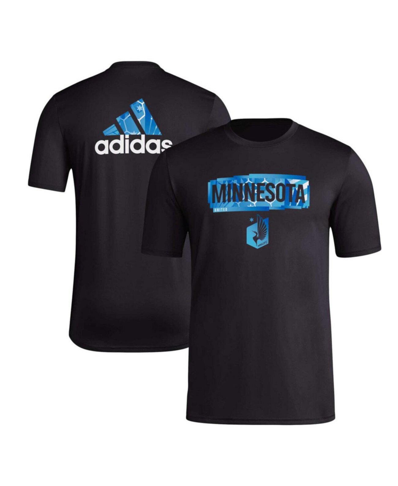 Мужская черная футболка с коротким рукавом Minnesota United FC Local Pop AEROREADY и оригинальным принтом Adidas