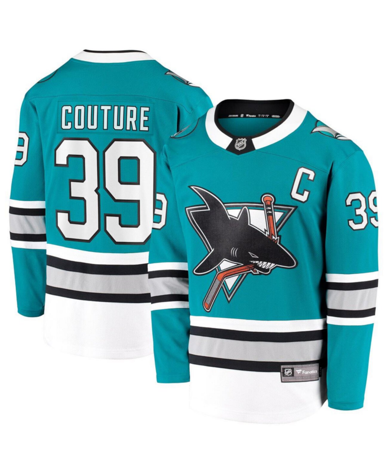 Мужской лонгслив «30-летие San Jose Sharks» с логотипом, Logan Couture от Fanatics, спортивный крой, 100% полиэстер Fanatics