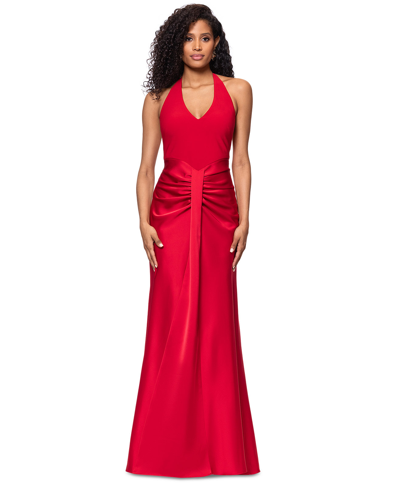 Women's Ruched Halter Gown Betsy & Adam